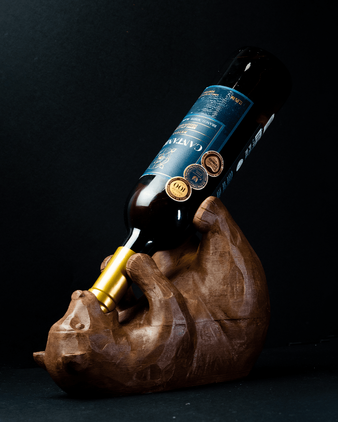 Carved Bear Bottle Holder